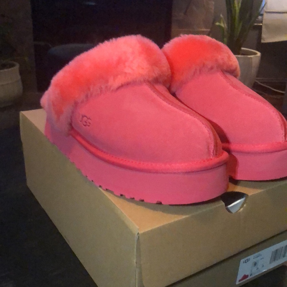 UGG Pink Fluffy Mules